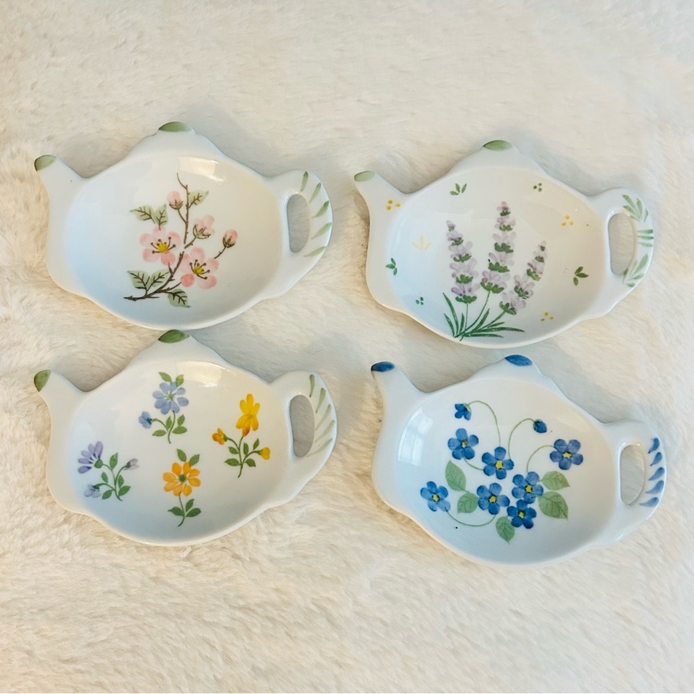 Andrea by Sadek Tea Bag Holders ceramic floral 4